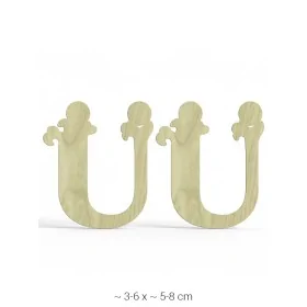 KD243 Dekoratif "U" Harfi Ahşap Boyanabilir Obje